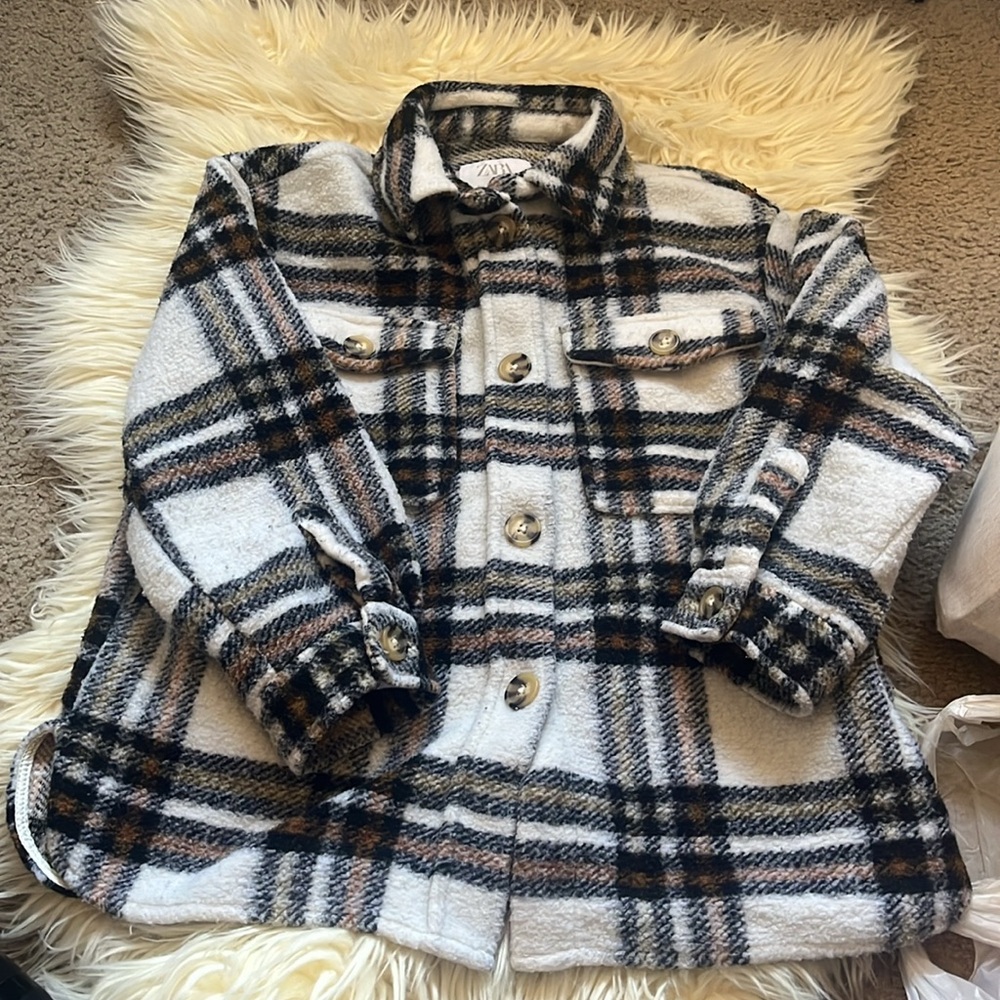 Zara girls Plaid wool shacket